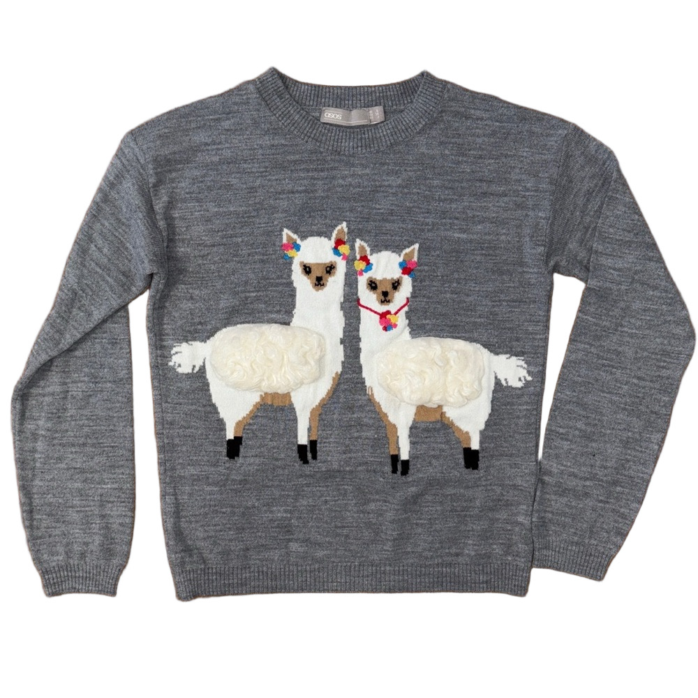 ASOS Heather Gray Women's Crew Neck Llama Sweater Size 2 Size Small